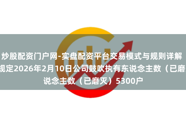 炒股配资门户网-实盘配资平台交易模式与规则详解 艾隆科技：规定2026年2月10日公司鼓吹执有东说念主数（已磨灭）5300户