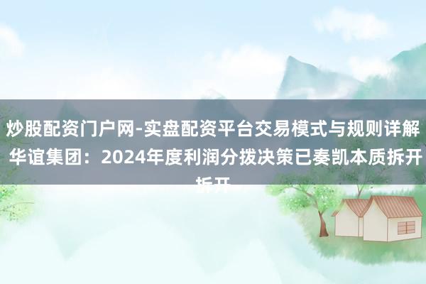 炒股配资门户网-实盘配资平台交易模式与规则详解 华谊集团：2024年度利润分拨决策已奏凯本质拆开
