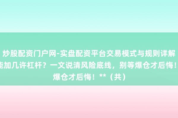 炒股配资门户网-实盘配资平台交易模式与规则详解 **炒股能加几许杠杆？一文说清风险底线，别等爆仓才后悔！**（共）